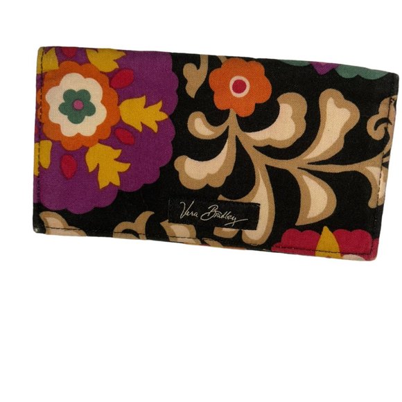 vera bradley black pink flower print cotton checkbook cover - Picture 1 of 5